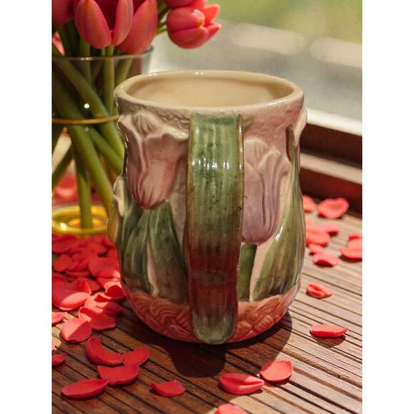 Fitz and Floyd OCI Tulip Mug Vintage 1993 Handpainted Earthenware - Picture 2 of 6